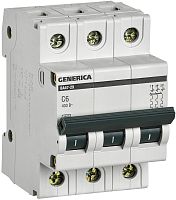 Выключатель автоматический IEK GENERICA ВА47-29 3п 6А C 4,5кА картинка